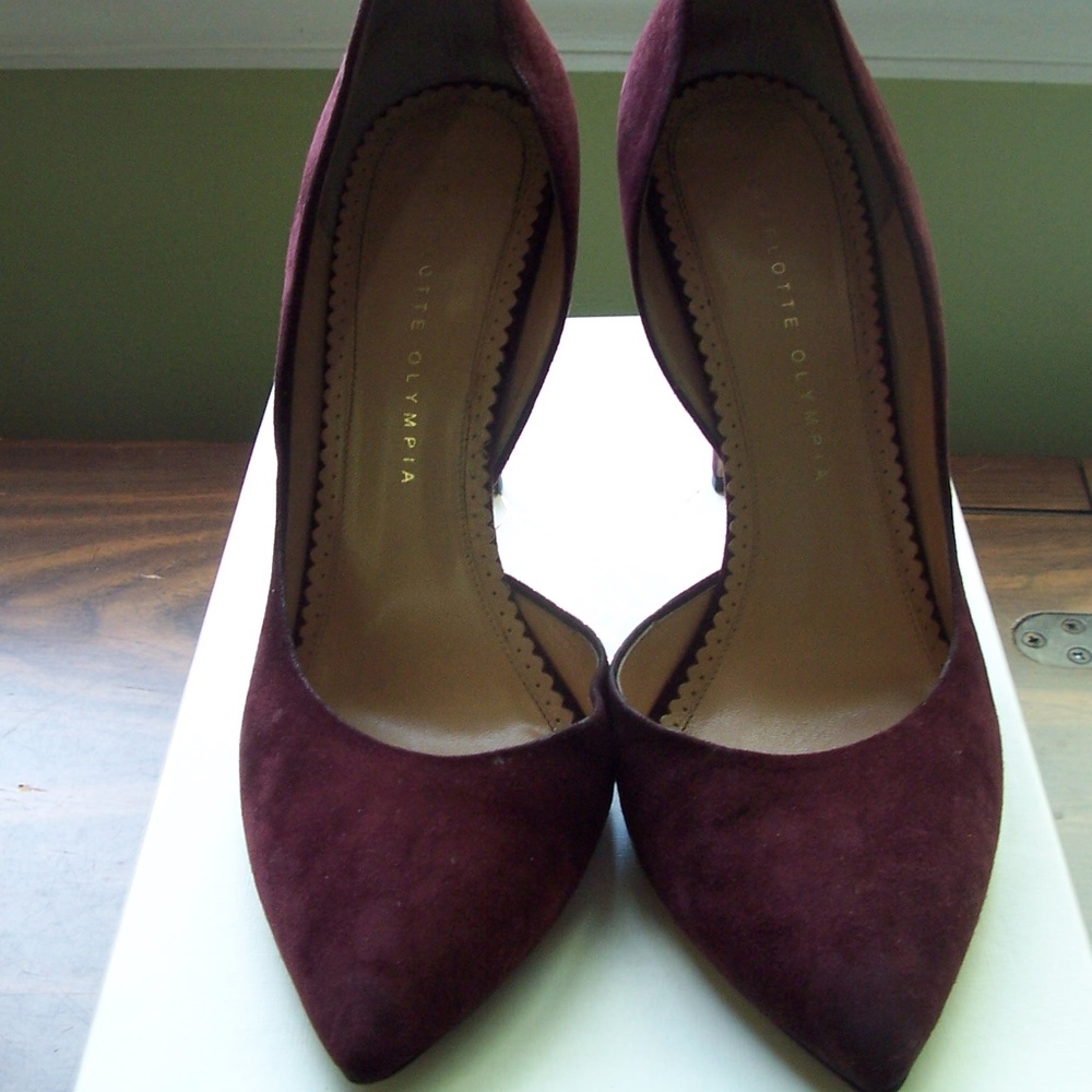 Burgundy Fabric D'Orsay Heels Size 10